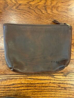 Nisolo Dark Brown Leather Zip Toiletry Pouch